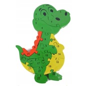 PUZZLE EDUKACYJNE DREWNIANE CYFERKI DINO 26 EL