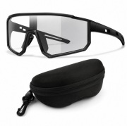 FOTOCHROMOWE OKULARY ROWEROWE SPORTOWE UNIWERSALNE UNISEX CZARNE UV400 ETUI