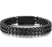 Stalowa Bransoletka męska czarna stylowa wytrzymała