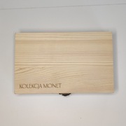 DREWNIANE PUDEŁKO NA MONETY kolekcja monet (na 50 monet)