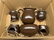 Zestaw do grzańca kamionkowy 2x kubek dzbanek podgrzewacze opak. Prezentowe