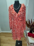 zwiewna sukienka czerwona w liście Vero moda L/xl