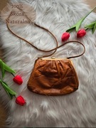Torebka skórzana karmelowa ruda bdb Gold medal pointer vintage retro