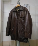 kurtka skórzana męska ciemna brązowa kremowa destroyed  retro s