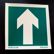 Znak Znak kierunek drogi ewakuacyjnej (strzałka)  Hygrapha 15 cm x 15 cm