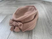 Melonik czapka toczek kapelusz pudrowy róż wełniany Woolmark L