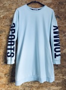 TOMMY LIFE Miętowa bluza długa / tunika z napisami S / M