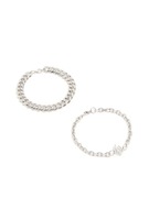 Srebrny uniseks komplet zestaw dwóch bransoletek bransolet 2 pack Cropp