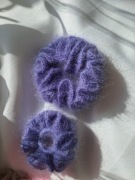 2 moherowo-jedwabne scrunchies dla mamy i córki, ozdobna gumka do włosów 