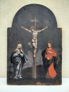 Barokowy obraz na desce, Matka Boska i św. Jan pod krzyżem