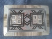 Piękna drewniana szkatułka/pudełko z masą perłową 