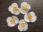 Bratki białe na szydełku kordonek zestaw sesja 