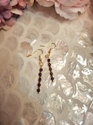 Kolczyki handmade srebro pozłacane z naturalnych kamieni hematyt granat