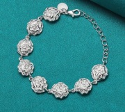 Luksusowa bransoletka kwiat róży srebro 925