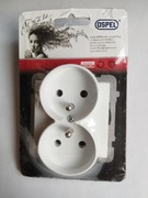 Ospel Sonata Gniazdo podwójne z uziemieniem bez ramki białe