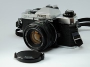 Porst CR-3 FX + 2 obiektywy + lampa + ALUMINIOWA WALIZKA , komplet  SPRAWNY