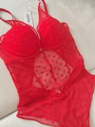 ESOTIQ piekne Nowe czerwone body z biustonoszem push-up, 75C