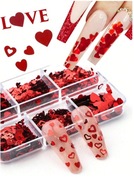 OZDOBY DO PAZNOKCI NAKLEJKI CZERWONE MINI SERCA ZESTAW 6 WARIANTÓW