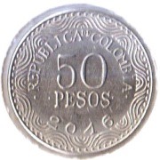 KOLUMBIA 50 pesos 2016, KM# 295, AU