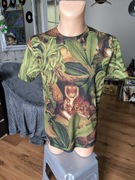 Just Hype t-shirt męski S tygrys jungle print zielona lato 