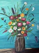 Obraz ręcznie malowany akry „Polne Kwiaty w słoju”