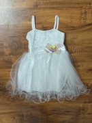 Sukienka biała z tiulem elegancka sukieneczka suknia wizytowa 4 lata 104 cm