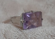 Duży pierścionek vintage srebro fioletowy kamień boho retro statement