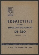 Katalog części Ersatzteile Zundapp DS 350 modell 1938