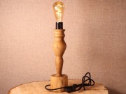 Lampka stołowa nocna rękodzieło toczona z drewna orzecha unikatowa