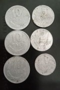 Monety z okresu PRL (3x10gr, 5gr, 2gr, 1gr)