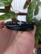 Nowa męska bransoletka czarna krzyż 