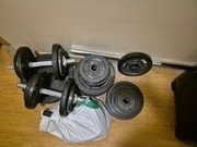 Sprzęt kulturystyczny: Hantle, gryfy, talerze, ławka