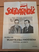 Plakat Solidarność Wybory 1989 Władysław Findeisen  Lech Wałęsa