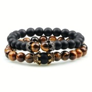 Zestaw dwóch bransolet z Tygrysiego Oka i Lawa Wulkaniczna