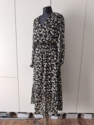 Długa Sukienka Midi Rękawy Elastyczne Wzorzysta Sinsay M