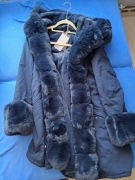 Ciepła zimowa długa kurtka damska PARKA na misiu 079G r L