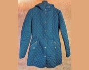 Kurtka Massimo Dutti, lekka wiosenna granatowa pikowana kurtka z kapturem