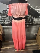 Letni komplet zestaw spódnica bluzka falbana podszewka ombre róż