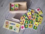 Gra DOMINO zwierzątka DREWNIANA dla dzieci