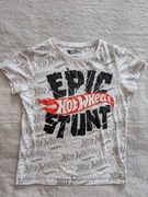 Biała bawełniana bluzka z krótkim rękawem Hot Wheels Sinsay 140 jak nowa