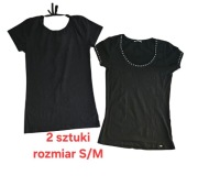 Zestaw 2x bluzka z krótkim rękawem S/M czarna i granatowa 