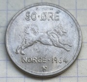 01304 Norwegia 50 ore 1964 ładna 