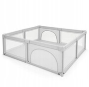 Duży kojec dla dzieci z siatkowymi wejściami na zamek błyskawiczny Costway.