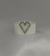 Pierścionek biały szeroki srebro