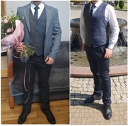 Garnitur komplet, Marynarka, kamizelka, spodnie + Gratis