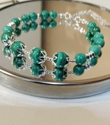 Bransoletka ze srebra S925 z naturalnym malachitem 