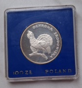 2 srebrne monety 100 zł - bocian i głuszec PRL