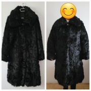 Futro naturalne z kozy r. 48/50 czarne ciepłe  