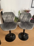 Krzesła Hokery welurowe szare 