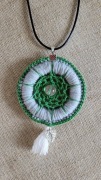 Zawieszka handmade łapacz snów zielony+szary+biały